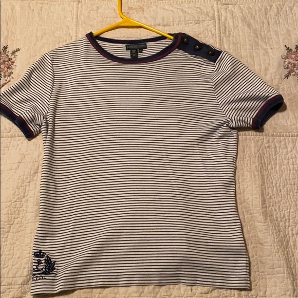 Navy and white striped Lauren Ralph Lauren top - Picture 1 of 4
